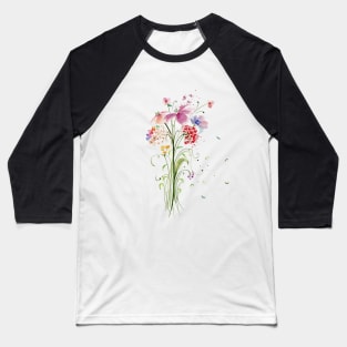 Whimsical Floral Bouquet Baseball T-Shirt